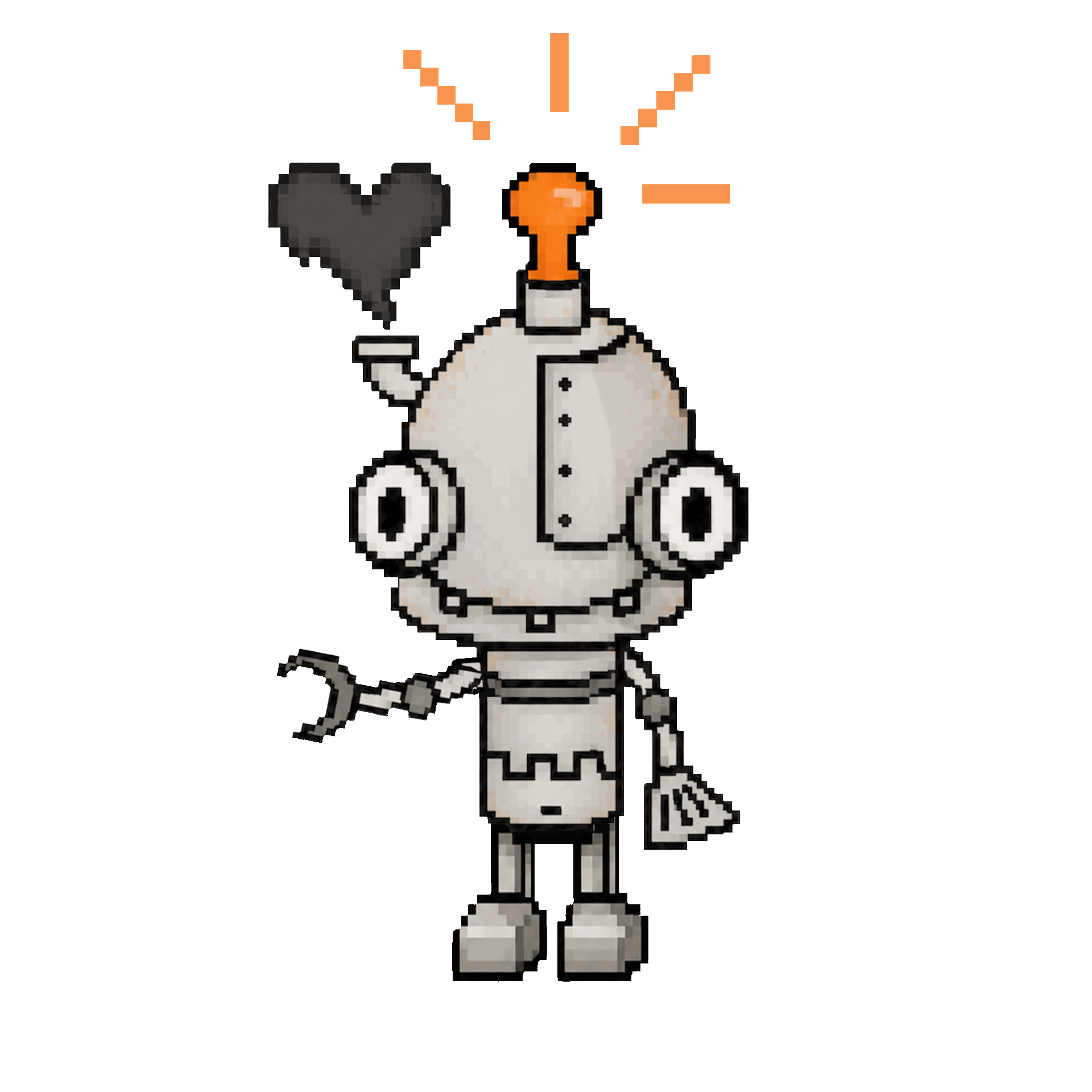 Eddy, the Creativity mascot waving
