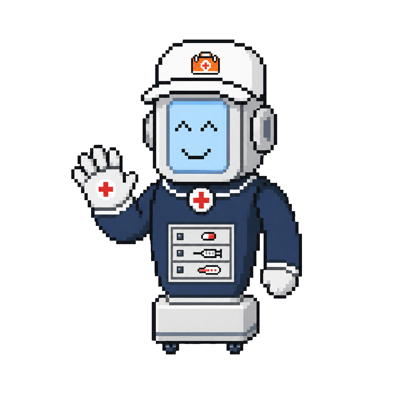 Elie, the Healthcare mascot waving