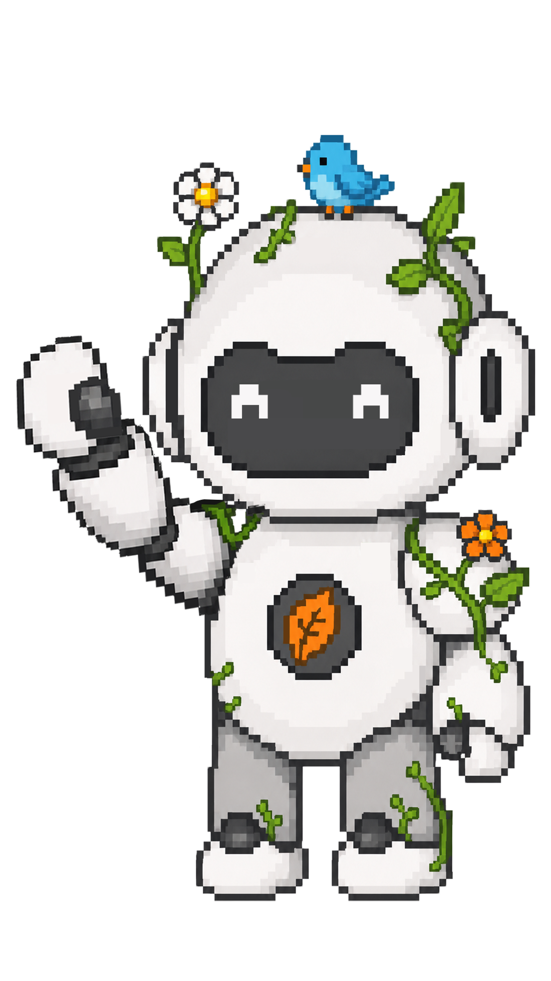 Waving environmental robot mascot
